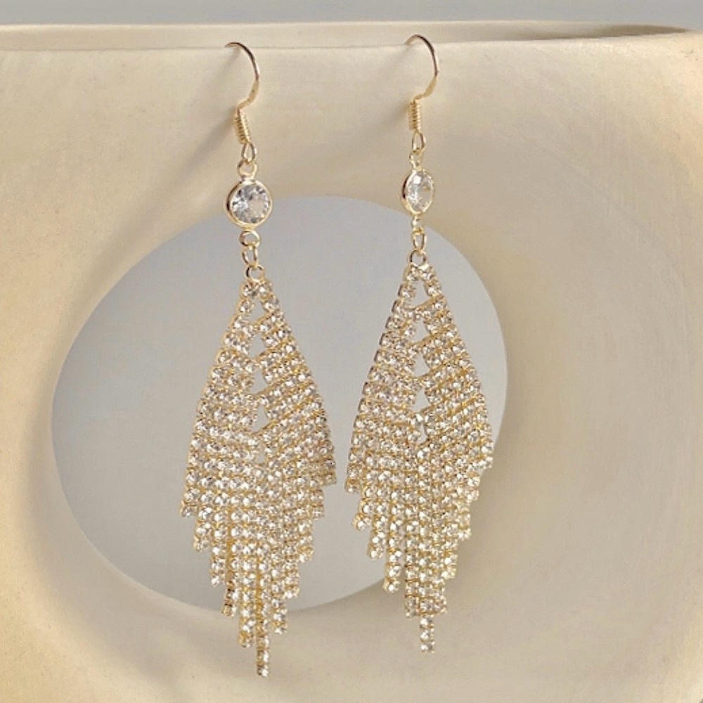 NWT Steve Madden Gold-Tone Radiant Rhinestone Kite Dangle Earrings